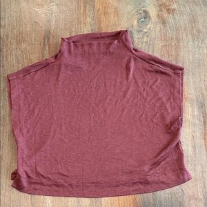 Anthropologie Burgundy Mock Neck Crop Tank